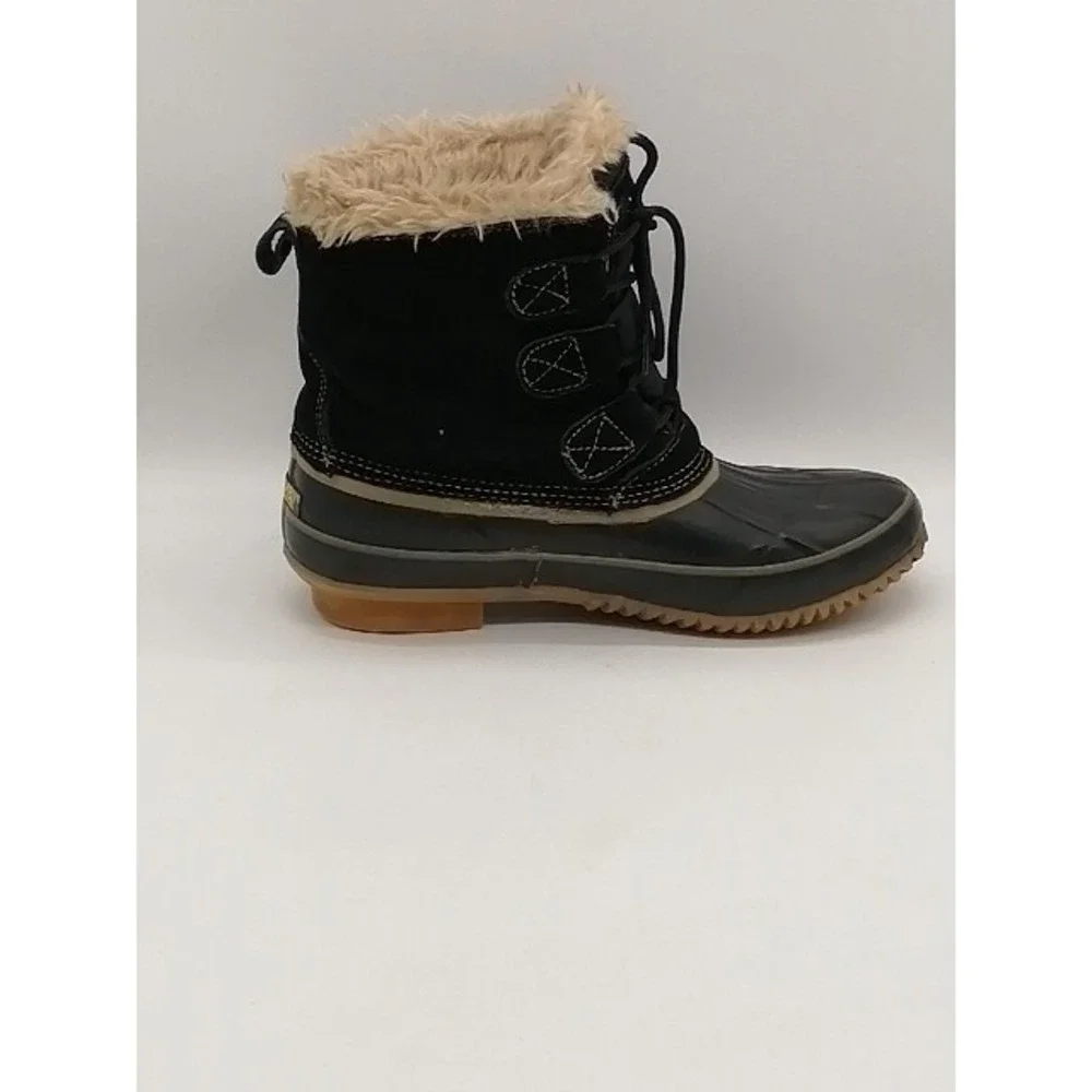 Khombu Boots Womens Blaire Black 9 Winter Shoe Steel Shank Suede Sherpa Lining